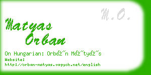 matyas orban business card